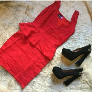 Repost red peplum bodycon dress