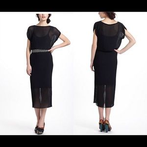 Bordeaux Black Midi Accordion Dress