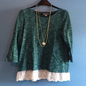 LOFT Lace hemmed sweater XL