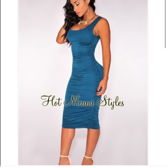 Teal midi dress
