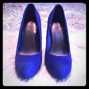 Electric blue suede heels