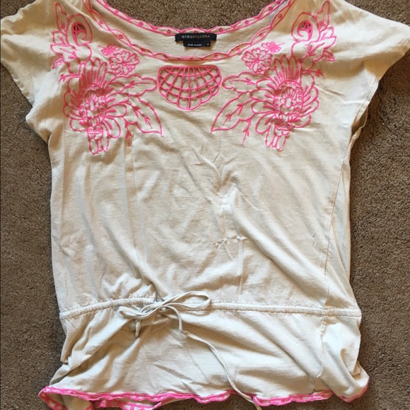 BCBG Max Azria embroidered drawstring top