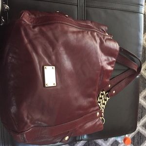 MK burgundy leather handbag