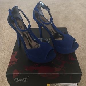 Carlos by Carlos Santana Blue Suede T-Strap Heels