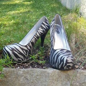 Metallic Zebra Print Pumps