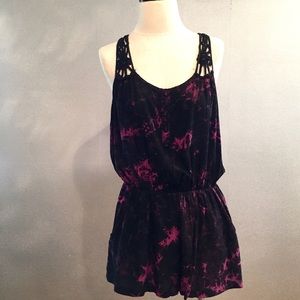 Estam Purple and Black Tie Dye Romper