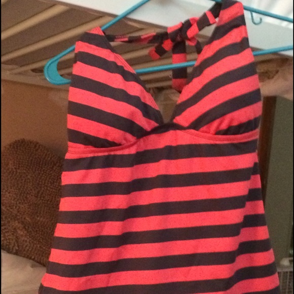 Pink and navy tankini swimsuit halter top, size m