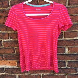 Red and pink stripe tee