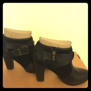 Clarke Black Leather Booties