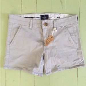 American Eagle stone gray Twill Midi Shorts NWT