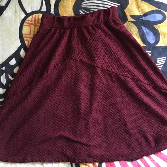 Burgundy chevron high waisted skater skirt