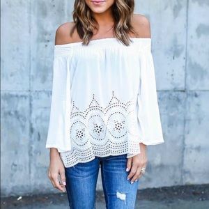 White off the shoulder top. L