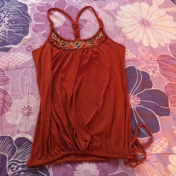 Beaded neckline tank top