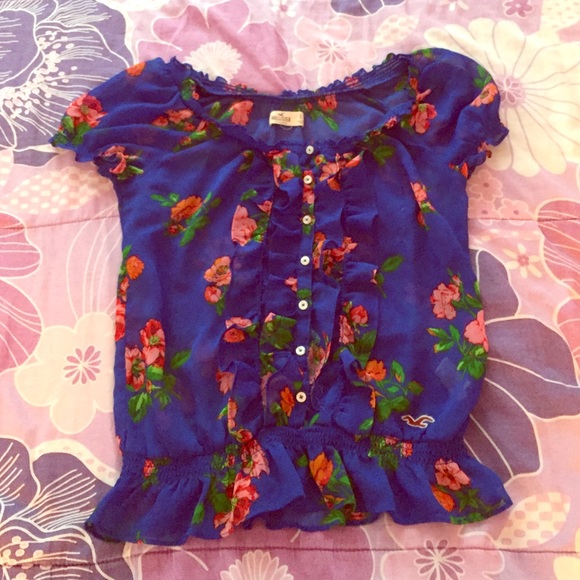 Floral blue Hollister shirt