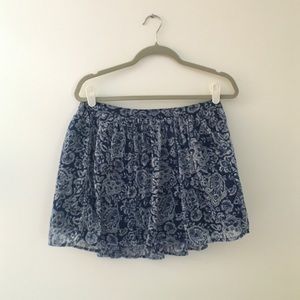 Blue and white floral skirt