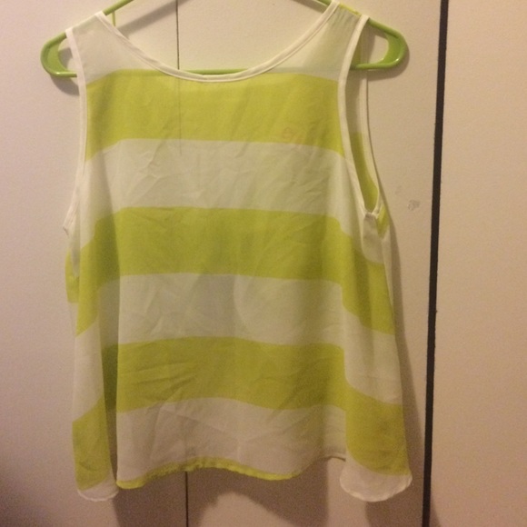 Sz sm sheer green and white striped top