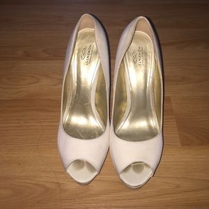 White Open-Toe Pumps