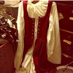 Renaissance long red and white dress