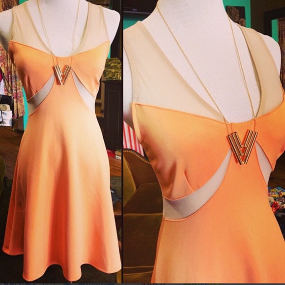 Scuba Skater Dress W/ Mesh Back and Mesh Cutouts