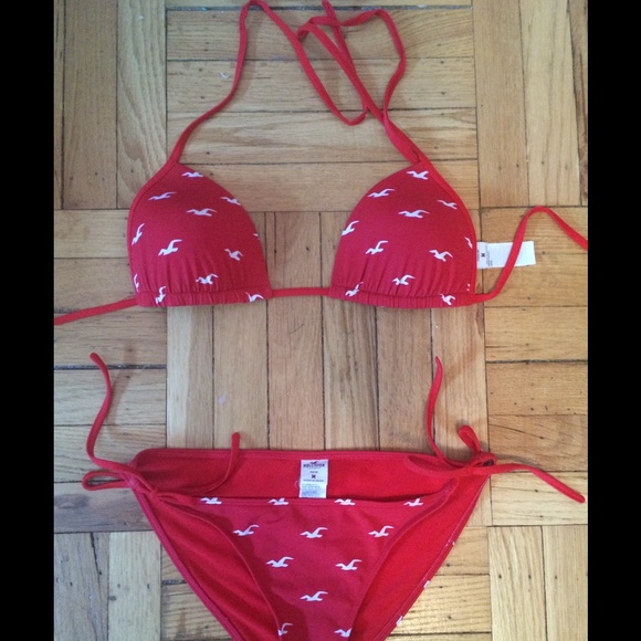 Hollister California Push-Up Bikini Red Seagull