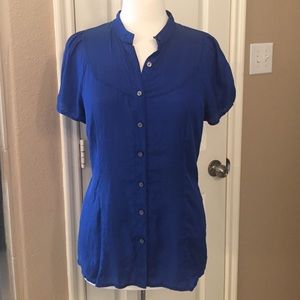Blue button down blouse