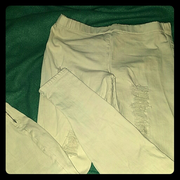 Joe's Jeans Inseam Zip Leggings White Destroyec