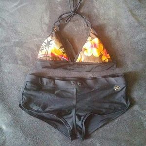 Two piece bathing suit.