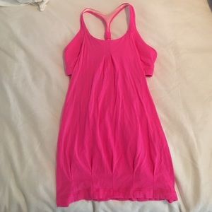 Hot pink lululemon tank with built-in sports bra