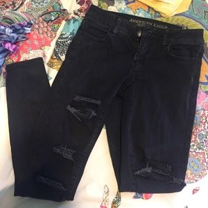 American eagle destroyed black jeggings