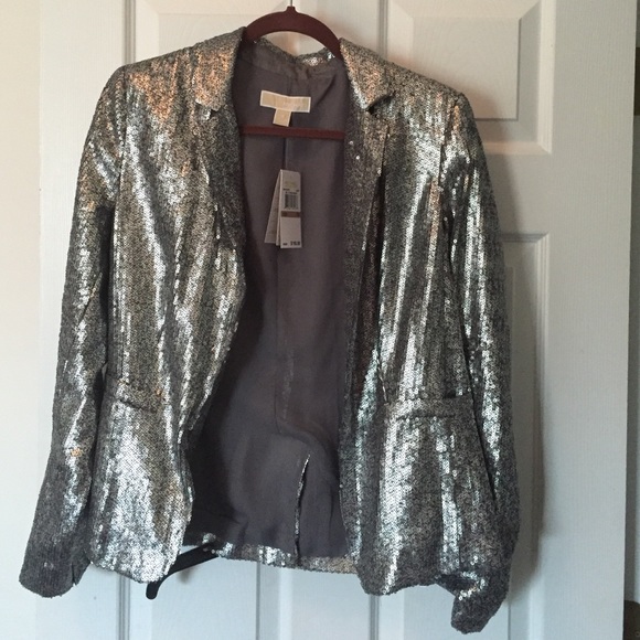 Michael Kors pewter sequin blazer size 12 NWT