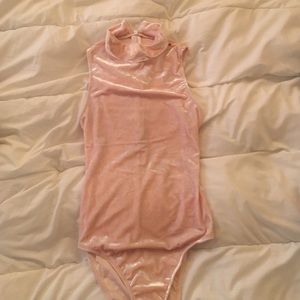 American apparel baby pink velvet body suit
