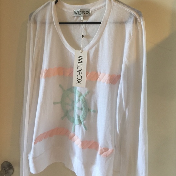 Wildfox Bubblegum Sailor V Neck Baggy Beach Jumper