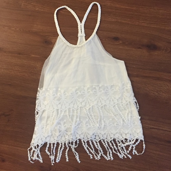 Lacy white racer back tank