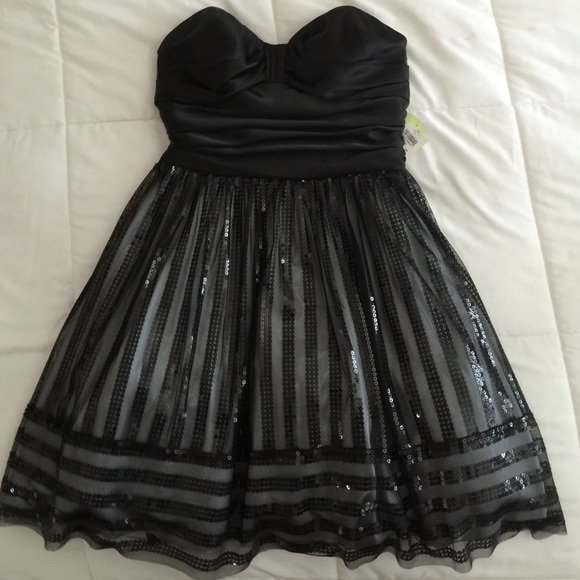 Black Strapless Sequined Dress - Picture 1 of 4