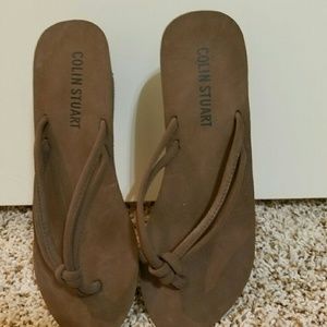Colin Stuart, brown wedge  flip flop, 6 1/2