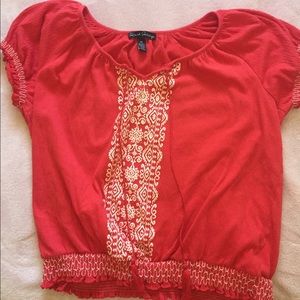 French laundry red Mexican style top
