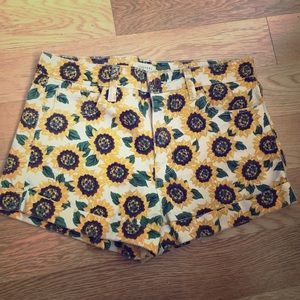 Forever 21 sunflower patterned jean shorts