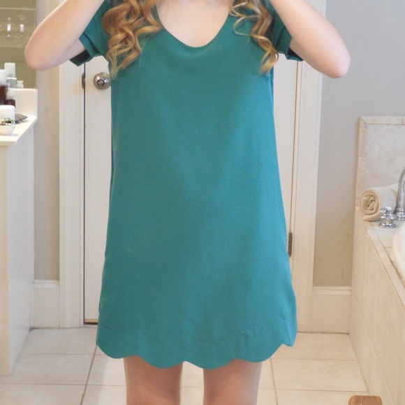Dark Green Scalloped dress