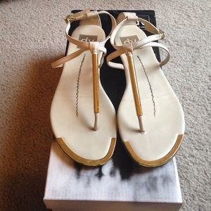 DV Dolce Vita White Stella ivory sandals.