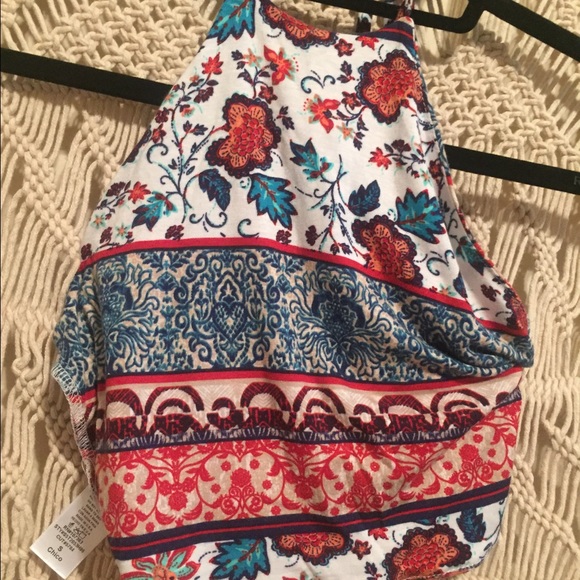 Boho print crop halter