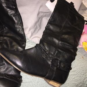 Black leather boots