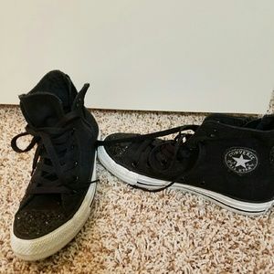 Converse high top sneakers, Black w/glitter on toe