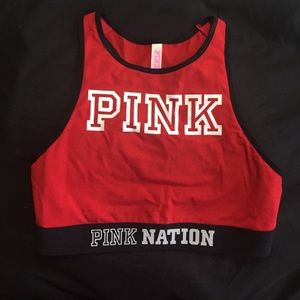 PINK high neck sports bra