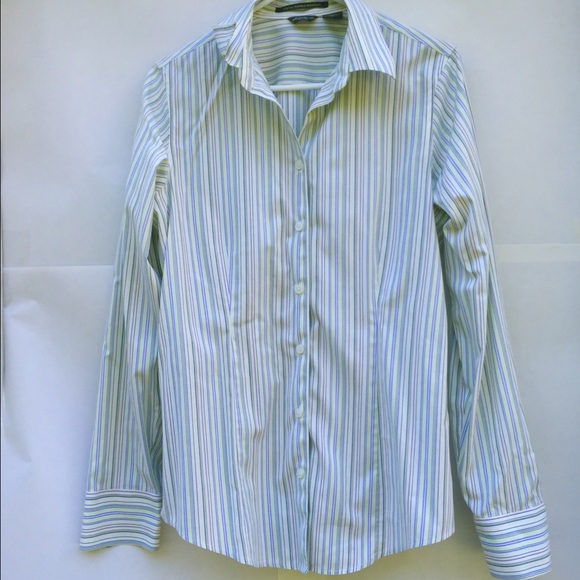 Green striped dress shirt by Eddie Bauer