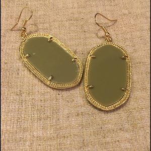 Olive Green Oval Earrings