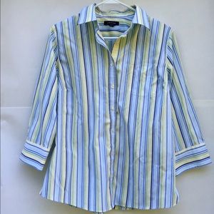 Green & Blue striped dress shirt by Lands' End.
