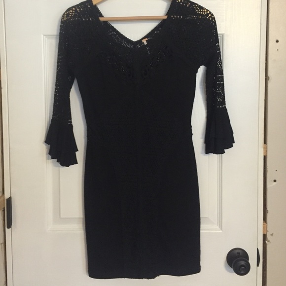 Crochet Knit Black Dress