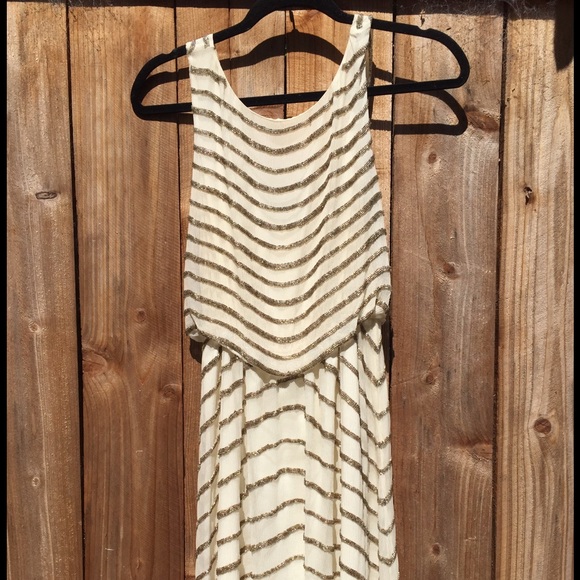 100% silk & hand gold beaded mini