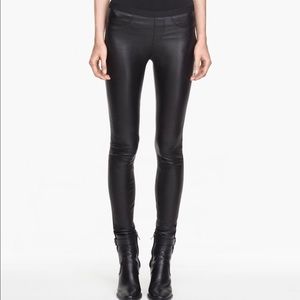 Helmut Lang Black Stretch Leather Leggings sz 2