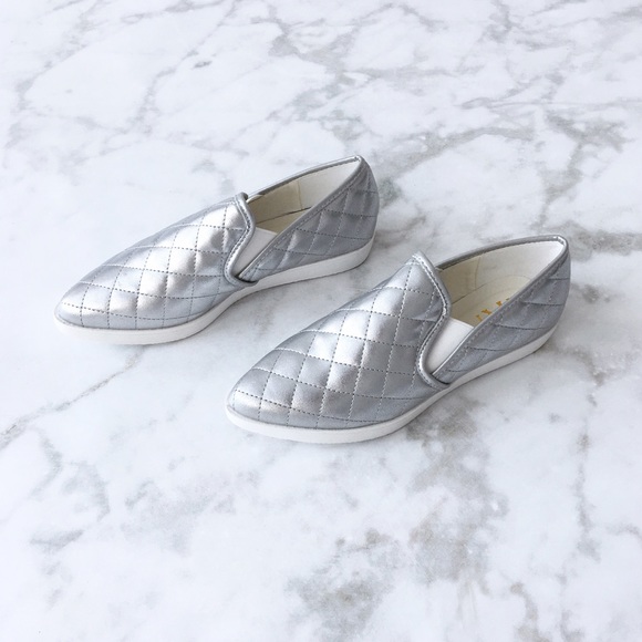 Silver Quilted Pattern Slip On Sneaker - Picture 4 of 4
